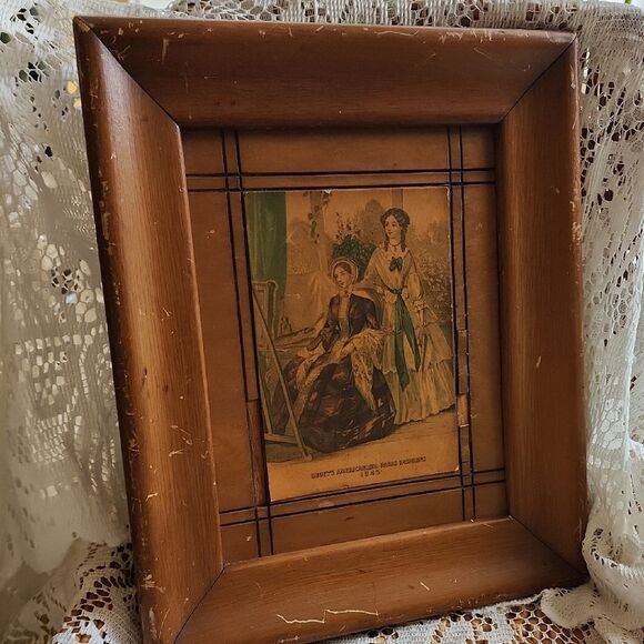 Vintage Framed Print Godey's Americanized Paris Fashions 1845 - Picture 1 of 10
